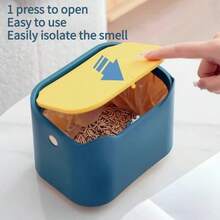 4-Piece Set Enclosed Cat Litter Trash Can (Includes 3 Rolls Of Dedicated Trash Bags, Random Color), Odor-Proof Press-Type Lid Trash Bin, Durable And Space-Saving Cat Litter Scoop - Multicolor - View 4