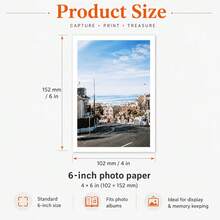 6-Inch Dye-Sublimation Photo Paper And Color Ribbon Kit, Glossy Stain-Resistant Picture Refill For Family Albums, Team Building, Birthday Party, Compatible With Mijia 1S Instant Photo Printers, Paper & Ribbon Set Only - View 4