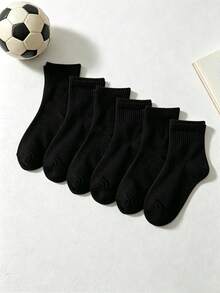 12/6/1 Pair Kids White And White Sports Socks, Minimalist Versatile Thin Short Socks, Spring/Autumn/All Season Sports Socks For S, First Day Of School - Multicolor - View 5