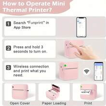 Mini Inkless Thermal Printer, Portable Pocket Sticker And Receipt Printer With 13 Thermal Paper Rolls (8 Thermal Paper And 5 Stick Paper), Smart Phone Printer For Photos, Notes, Diaries, Labels, Home And Office - Multicolor - View 5
