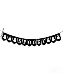 1pc Halloween Banner With BOO Ghost Letters - Decorative Flag For Party Setup, Halloween Background Wall Decoration - A - View 4