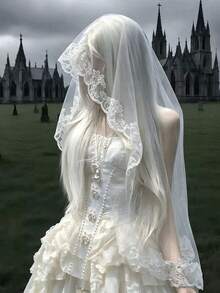 1pc Vintage Matia Lace Bridal Veil, Suitable For Wedding Photography And Ceremony - Multicolor - View 1
