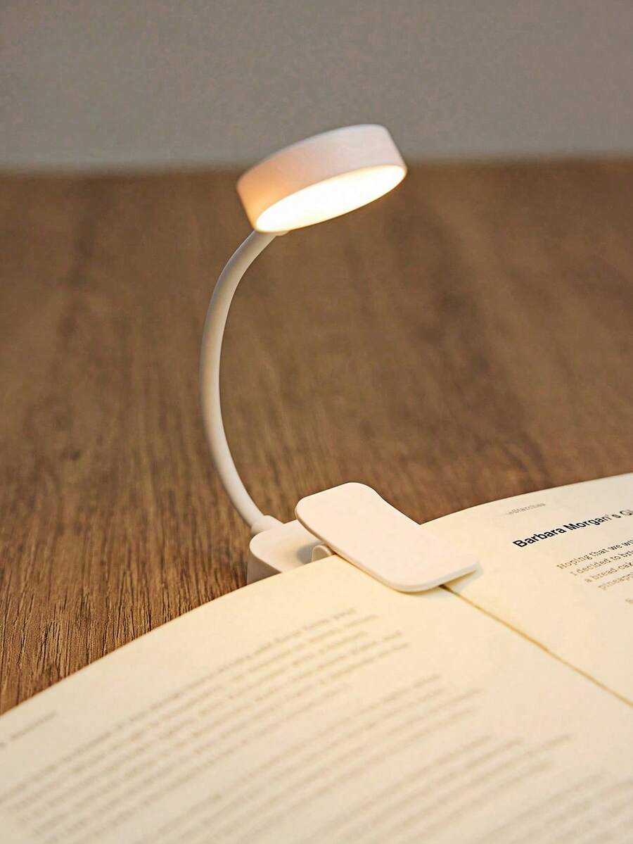迷你便携式 LED 书灯夹式小夜灯 USB 可充电 LED 可调亮度护眼台灯适用于卧室露营学习阅读 - 白色 - 查看 1
