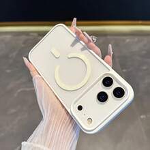 奢華糖果色磁吸支架手機殼，適用於 iPhone 18 Pro Max 17 16 15 14 13 12 Mini 11 Plus，透明壓克力背蓋 - 白色 - 查看 5