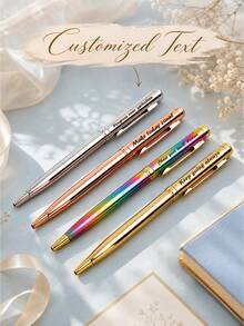 Metal Laser Engraved Ballpoint Pen, Customized Inspirational Quote Writing Pen, Replaceable Refill Smooth Ink Metal Twist Pen, Elegant Office Desk Stationery, Personalized Engraved Gift For Colleagues, Graduates, Birthdays, Business Clients - Multi-color Metal Ballpoint Pen - View 1
