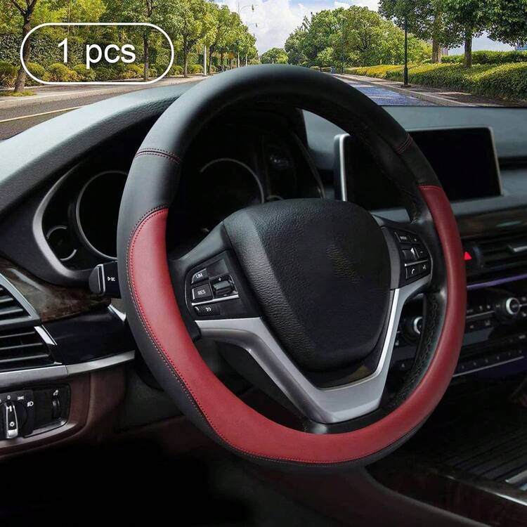 汽車方向盤套 超細纖維皮革方向盤套 通用型 高端商務方向盤套 - 均碼 - 查看 14