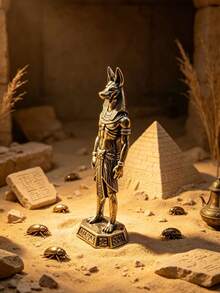 Patung Miniatur Anubis Mesir Kuno dari Kuningan, Patung Dewa Serigala dari Tembaga dengan Tampilan Usang, Dekorasi Meja Mitologi Eksotis, Kerajinan Ruang Belajar, Aksesori Pemandangan Mikro Meja Pasir, Hadiah Kreatif Gaya Eksotis untuk Meja Kantor, Pola Alas Timbul 3D, Cocok untuk Ruang Pelarian (Escape Room), Kafe, Dekorasi Rumah - 1PC - View 12