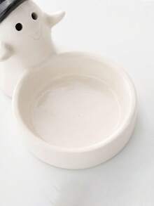 Halloween Inspired Creative Elegant Candle Holder Tray, Desktop Jewelry Storage Dish, Cute Ceramic Decorative Ornament, Party Display Tray Accessory, Halloween Gift - White - View 6
