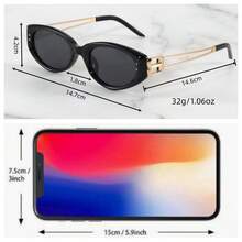 1pc Unisex Fashion Decorative Glasses, Retro Geometric Design, High-Quality Minimalist Style, Suitable For Driving, Travel, Casual, Daily Wear, Party, Golf - Grey - View 6