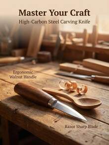 1 Set Multi Curve Walnut Hand Carving Knives For Wooden Spoon Craft Fine Detail Cutting Matte Non-Slip Handle High Carbon Sharp Steel Blades Indoor DIY Hobby Birthday Present Woodworking Craft Tools - Carving Knife - View 14