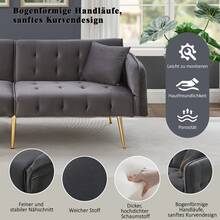 Two-Seater Multifunctional Sofa Bed With Bed Function, Adjustable Backrest And Multi-Position Armrests. Modern Folding Sofa Bed For Living Room - Velour Upholstery. Spacious Sleeping Area. - Antique Gray - View 7
