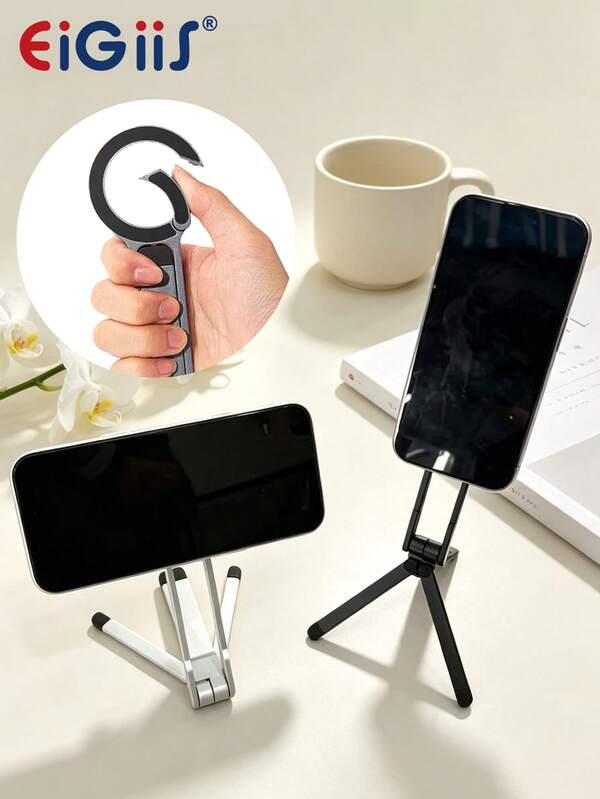 EIGIIS Aluminum Alloy Magnetic Phone Tripod Stand Compatible With IPhone 17 16 15 14 13 Series, Strong Magnetic Quick Installation, Mini Portable Phone Holder