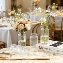 2/5/8/10pcs Shatterproof Transparent Plastic Cylindrical Vase, Thickened Bohemian Style Party Decoration Suitable For Various Festivals, Weddings, Birthday Parties, Home Decor, Shatterproof Round Vase For Flower Arrangement And Minimalist Table Centerpiece, Wedding Desktop Decoration - View 12