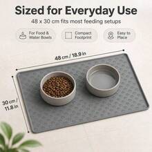 1-Pack Non-Slip Silicone Pet Feeding Mat, With Raised Edges, Paw Print Pattern, Waterproof, For Cats, Dogs, And Other Pets, Durable, Ideal For Christmas Holiday Gifts, Home Kitchen Floor Protection, Pet Supplies Gifts, Easy To Clean. - Grey - View 7
