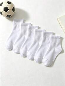 12/6/1 Pair Kids White And White Sports Socks, Minimalist Versatile Thin Short Socks, Spring/Autumn/All Season Sports Socks For S, First Day Of School - Multicolor - View 16