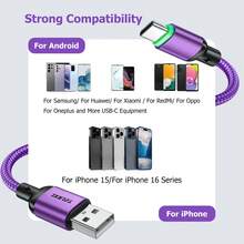 Tzlrxl Fast Charging USB To USB-C Data Cable - Premium Nylon Braided Charging And Data Sync Cable, Compatible With Type-C Phones - Red - View 4