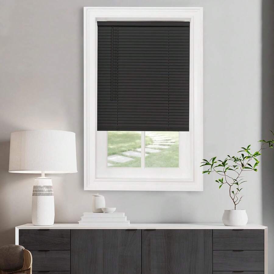 Cordless Light Filtering Mini Blind - 23 Inch Width, 72 Inch Length, 1" Slat Size - Black - Cordless GII Morningstar Horizontal Windows Blinds - 23W X 72H - View 1
