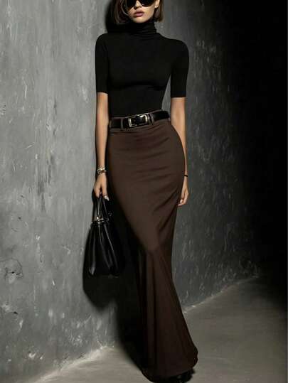 Autumn Back To School Elegant High Waist White Mermaid Skirt Slim Fit Bodycon Long Skirt New Style
