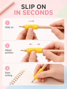 4pcs Soft Silicone Pencil Grips, Ergonomic Non-Slip Pen Sleeves, Suitable For Left And Right Hands, Colorful Writing Aid Tools, Applicable To Pencils, Pens, Drawing, School And Office Supplies, Back To School - A - View 3