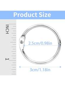 50pcs Loose Leaf Binder Office Book Rings 1-Inch, Nickel Plated Metal O Rings Keychain Key Ring, Silver Photo Album Flash Cards Index Cards Notebook Ring For Index Cards And School Documents Organization, Sliver,Card Holder - Silver - View 2
