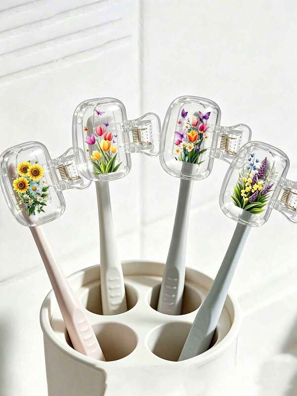 Transparent Sunflower, Tulip, Hyacinth Flower Decorative Portable Toothbrush Cover, Transparent Travel Toothbrush Storage Box, Toothbrush Head Protective Sleeve, Toothbrush Head Protective Clip, Toothbrush Storage Clip, Toothbrush Dust-Proof Protective Sleeve, Portable Design Easy To Carry, Dust-Proof Cover, Suitable As Gift For Couples, Friends, Family, Teachers, Travel Enthusiasts, Business, Home, Dorm, Travel, Daily Use, Vacation Essential, Suitable For Birthday, School Opening, Wedding, Mother's Day, Graduation Season, Back To School, Teacher's Day, Easter, Christmas And Other Occasions, Spring And Summer Essential
