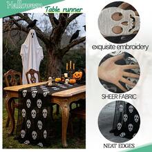Halloween Pumpkin Table Centerpiece With Skull Tablecloth, Spooky Candle Holder And Pumpkin Lantern Decor, Suitable For Outdoor Patio, Halloween Party Venue And Home Decoration - Black - View 6