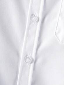 Tween Boys Classic White Long Sleeve Shirt With Contrast Stitching Chest Pocket Design, Suitable For Back To School, Weddings, Parties And Formal Occasions - White - View 9