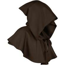 Capa con capucha retro de Halloween, estilo corto, accesorio para actuaciones escénicas, disfraz de cosplay. - Marrón - Ver 3
