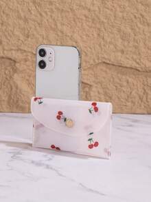 Cherry Snap Cute Coin Purse, Suitable For Dates, Holidays, Parties, Commuting - Beige - View 3