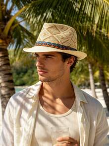 Men's Straw Hat, Summer Breathable Woven Hat, Multi-Functional Sun Protection, British Fashion Jazz Hat, British Gentleman Knight Hat - Straw Hat - View 11