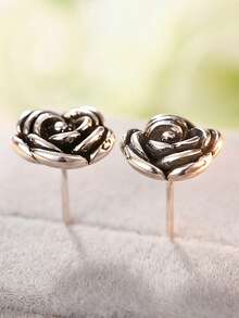 1 Pair Elegant Stud Earrings For Women, Wedding, Engagement, Party, Valentine's Day Gift - Silver - View 11