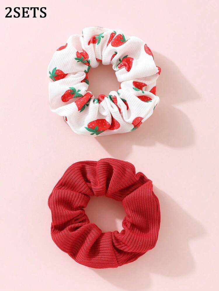2-20pcs Women's Original Strawberry Print Hair Scrunchies, Suitable For Daily Hairstyle Decoration - Strawberry - View 6