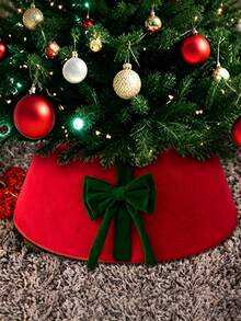 Christmas Tree Collar With Bow, Soft And Fluffy Christmas Tree Ring Bohemian Style Tree Skirt, Suitable For Holiday Decoration Indoor Home Decor - Christmas Tree Skirt - View 8