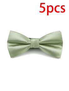 Elegant Sage Green Formal Bow Tie, Smooth Satin Suit Accessory, Suitable For Suits, Tuxedos, Holiday Parties And Special Occasions - Green - View 6