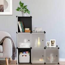 Portable Modular Storage Unit – 9-Tier Cube Closet With Doors, Stackable Plastic Wardrobe Organizer For Clothes, Shoes & Accessories, Space-Saving Under-Stairs Or Bedroom Storage Solution, Black Design - Black Nine Layers Two Columns - View 10