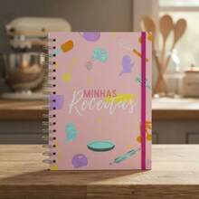 Caderno de Receitas Personalizado Livro de Receitas Capa Dura com Dicas e Índice para 100 Receitas - Rosa Classic - Visão 2