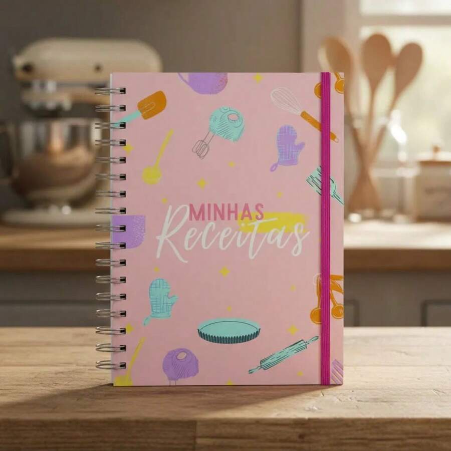 Caderno de Receitas Personalizado Livro de Receitas Capa Dura com Dicas e Índice para 100 Receitas