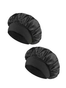 3/2/1pc Women's Satin Hair Bonnet, Wide Brim High Elasticity Silk Sleep Cap, Premium Satin Hair Bonnet, Curly Hair Silk Headband, Women's Hat - Multicolor - View 7