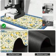 1 pieza Alfombrilla de secado de platos, Alfombrilla para cafetera, Alfombrilla de secado de platos con patrón floral de limón fresco mediterráneo, Alfombrilla absorbente de drenaje de agua para mesa, Alfombrilla de almacenamiento de cuencos y platos para encimera de cocina, Decoración de cocina - XYLSD746 - Ver 9