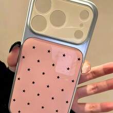 1件亮面星星圖案手機殼，適用於 Apple 17AIR/16PROMAX/15PLUS/14/iPhone13 - 粉色 - 查看 3