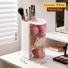 1pc Rotating Multi-Layer Hair Accessory Organizer, Transparent Dust-Proof Storage Tray, Suitable For Hair Ties, Hair Clips, Headbands, Rubber Bands And Hair Bands. Multi-Functional Box Also Suitable For Combs, Cosmetics And Pens. - Multicolor - View 20