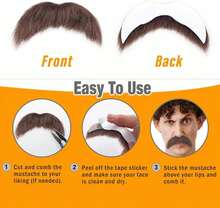 Honcloud DIY Self Adhesive Fake Mustache Fake Beard Material Novelty Mustaches For Costume And Halloween Festival Party - ColorC - View 3