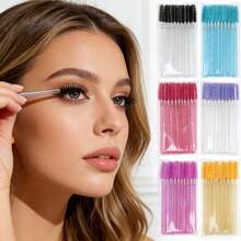 50/100pcs Eyelash Brush Spoolies, Random Color Mascara Wands For Eyelash Extensions, Eyebrow Shaping, Lash Lifting & Makeup Use - Multicolor - View 8