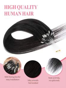Micro Loop Real Human Hair Extensions, 18 Inch #2 Darkest Brown Silky Straight Hair For Women, 25g 25 Strands Ideal For Daily, Party & Wedding To Boost Volume & Length - Multicolor - View 4