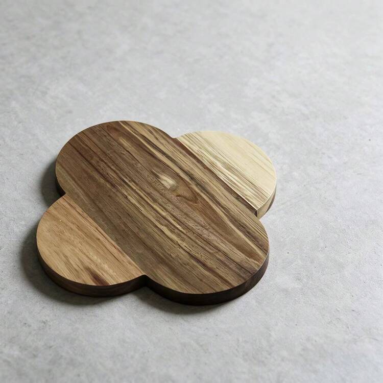 Floral Wooden Coaster Tray, Creative Minimalist Home Desktop Cup Mat, Office Coffee Cup Coaster - Multicolor - View 3