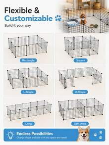 DIY Metal Wire Pet Fence, Cat Isolation Gate And Dog Fence/Barrier; Freely Configurable Modular Metal Mesh Panels (Suitable For Cats, Hamsters Or Rabbits), Can Be Used As Isolation Fence Or Pet Safety Barrier - Multicolor - View 2