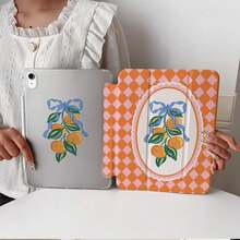1pc Orange Branch Blue Bow Print Tablet Protective Case, Compatible With IPad PRO/AIR, Pad 5/6/7, Matepad - Multicolor - View 5