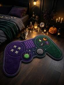 1pc Purple & Green Game Controller Rug, Living Room Carpet, Room Decoration, Halloween Gift, Bathroom Rug, Washable - Purple and Green Gaming Controller - View 1