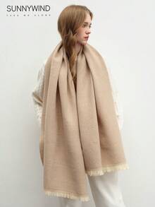 1pc Women's Solid Color Polyester Commuter Fashion Versatile Scarf For Daily Use - Apricot - View 4