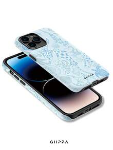 GIIPPA 1pc Light Blue Base With Light Blue Ocean Element Pattern Design, Phone 17 Pro Max Phone Case, Compatible With Phone 16 Pro Max, 15 Pro Max, 14 Pro Max, Korean-Style High-End Fashionable And Fun Phone Case, Compatible With 11/12/13/14/15/16 Pro Max Plus, Elegant Design Suitable For Men And Women, Perfect Gift For Girlfriend On Christmas, Valentine's Day, Easter, Wedding Season And Birthday! - Light Blue - View 3
